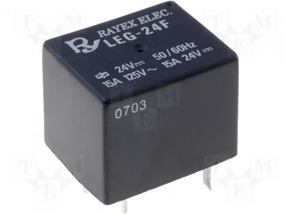 Реле LEG-24F Реле: електромагнитно; SPDT; Uбобина:24V DC; 15A/120VAC; 1,6k?
